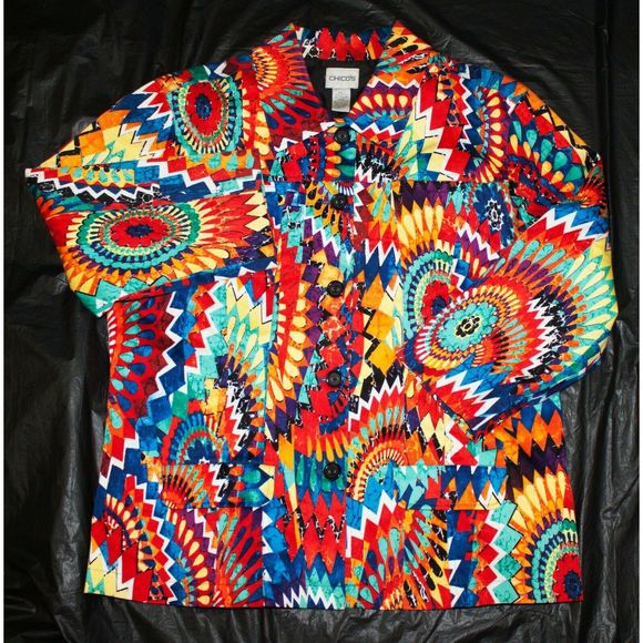 Chico's Jackets & Blazers - Chicos Button Up Pockets Jacket Boho Size 2